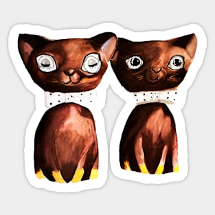 Kitschy winking kitties Sticker